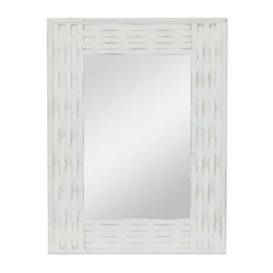 White MDF Contemporary Wall Mirror, 41&#x22; x 32&#x22; x 2&#x22;